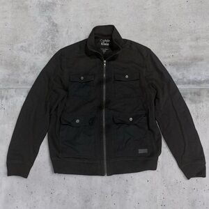 Calvin Klein Slub Cotton Utility Military Sweatshirt Jacket